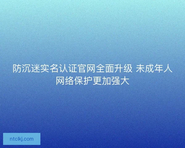 防沉迷实名认证官网全面升级 未成年人网络保护更加强大