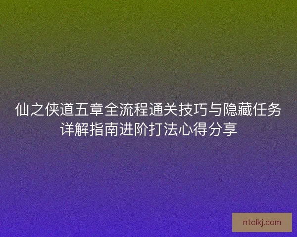 仙之侠道五章全流程通关技巧与隐藏任务详解指南进阶打法心得分享